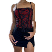 90s red & black mesh goth camisole (S)