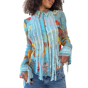 Vintage French Ruffle Mesh Blouse (S)