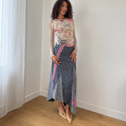 Vintage Euro Patchwork Mesh Top (XS/S)