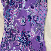 00s euro purple mesh floral print asymmetric maxi dress (S)