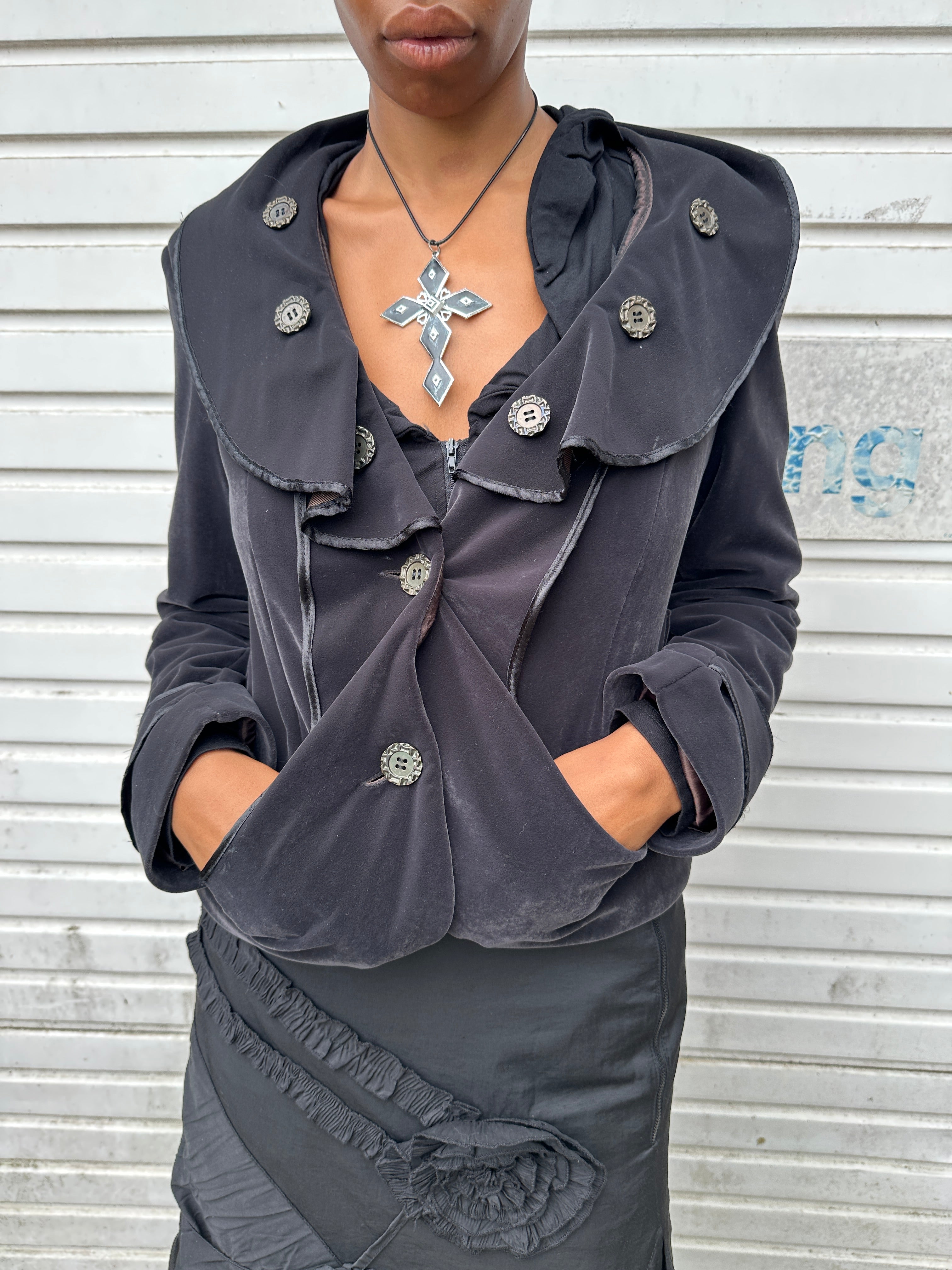 Vintage Helena Bonham Carter Romantic Gothic Ruffle Jacket (M/L))