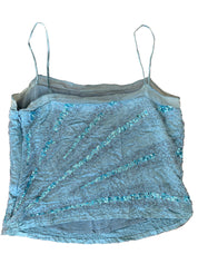 Aqua Silk Beaded Top (M)