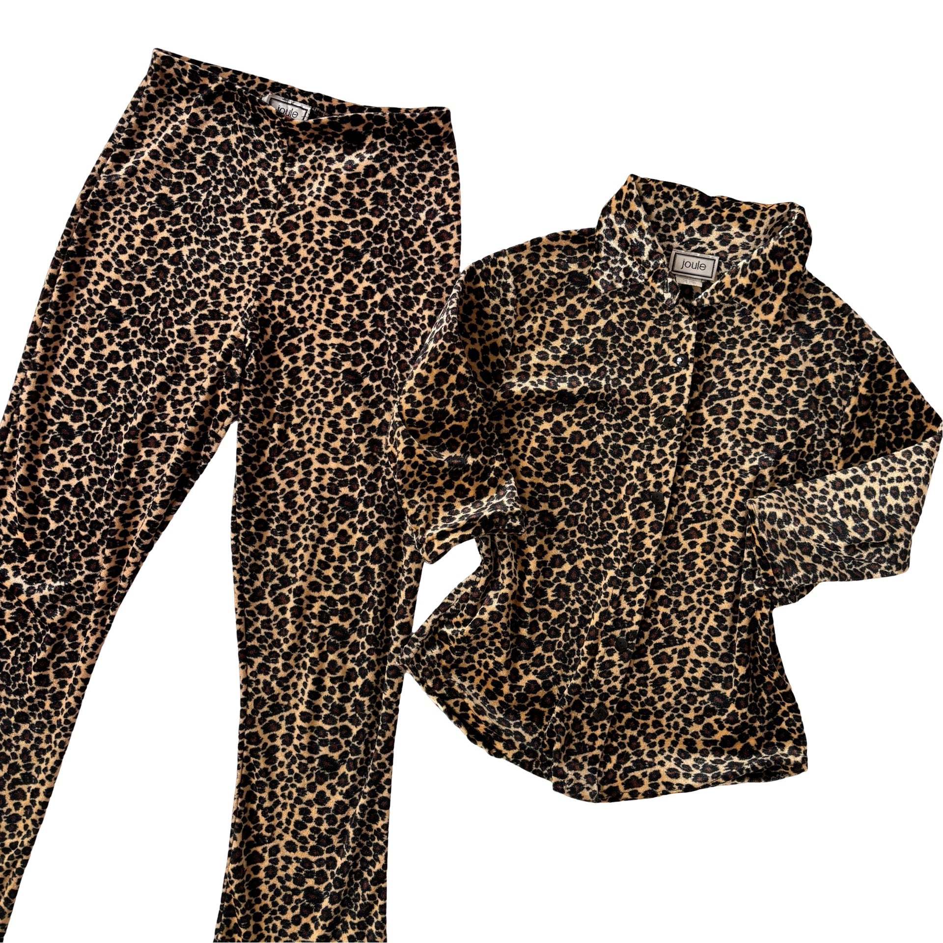 90s Leopard Velvet Two-Piece Set (S)