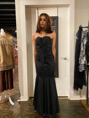 Caché Strapless Black Ruched Dress (S)