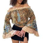Vintage Off-Shoulder Beaded Top (S/M)