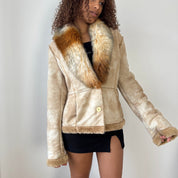 Vintage Italian Suede Jacket with Fur Collar (S/M)