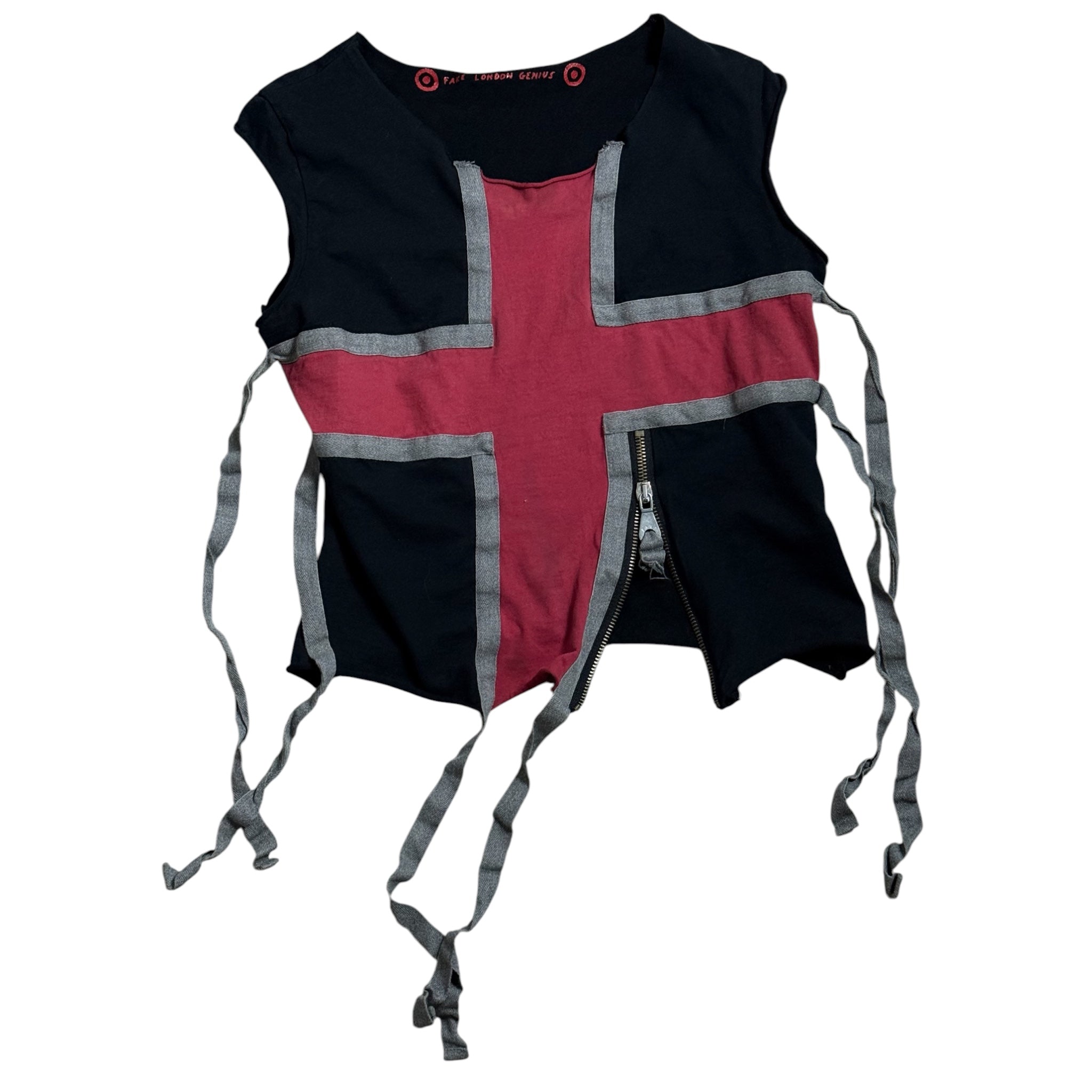 vintage Fake London Genius deconstructed Union Jack sleeveless top (XS/S)
