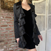 2000s Bebe Satin Ruffle Coat (S)