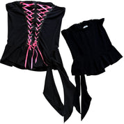 Y2K lace up tube top (M)