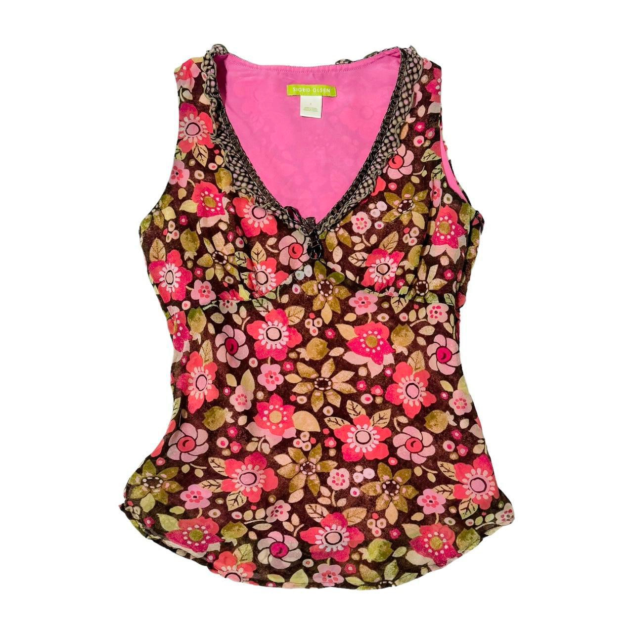 2000s Floral Chiffon Babydoll Cami (S)