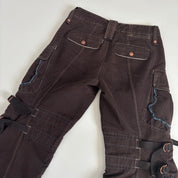Marithe Francois Girbaud Low Rise Brown Flared Cropped Pants (XS)