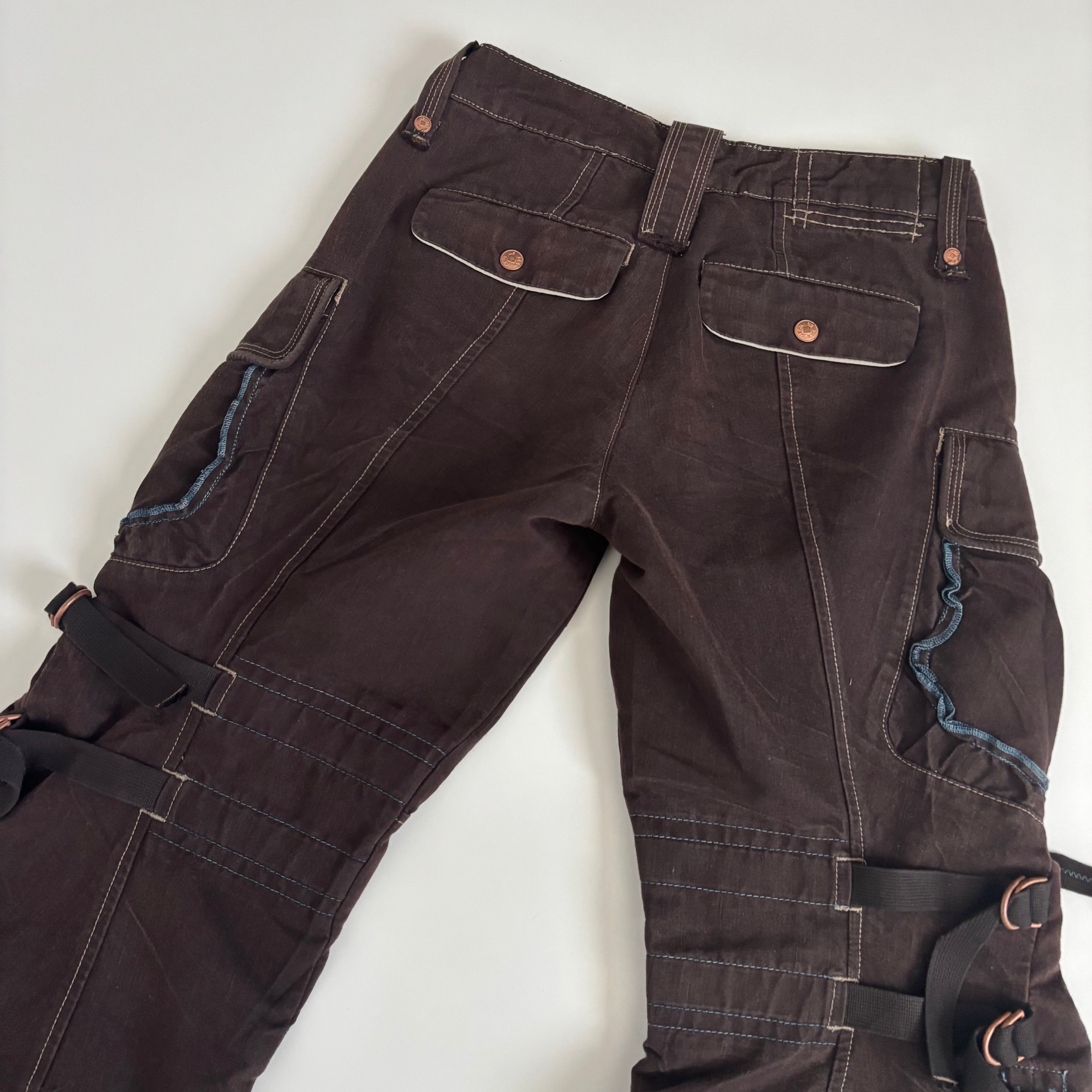 Marithe Francois Girbaud Low Rise Brown Flared Cropped Pants (XS)