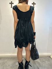Vintage Italian Cotton Gothic Milkmaid Midi Dress (S)