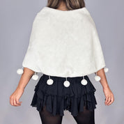 Vintage Faux Fur Pom Pom Cape