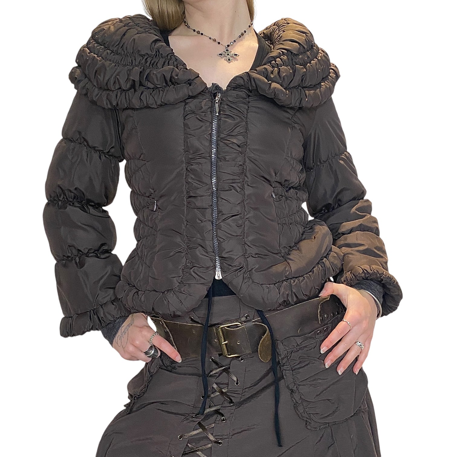 Vintage Archive Grunge Quilted Puffer Coat (S/M)