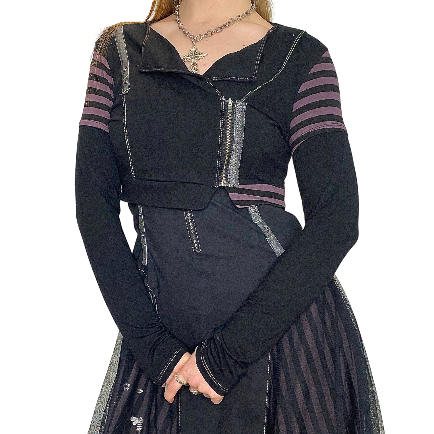 Vintage Parisian Cropped Zip up Cardigan (S)