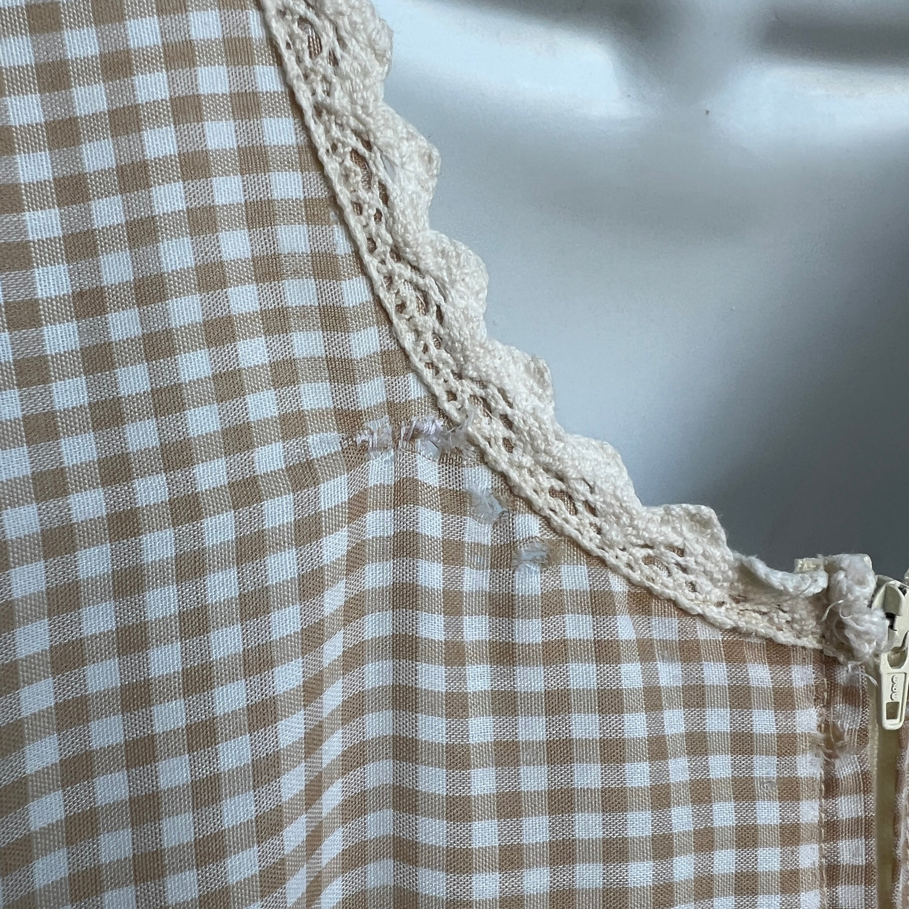 Vintage 70s gingham prairie dress (XS)