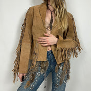 Vintage Tan Suede Fringe Jacket (M)