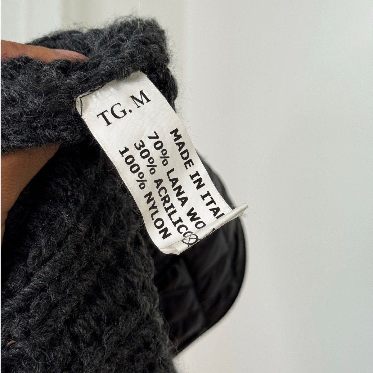 Italian vintage charcoal grey textured wool blend zip-up jacket with high collar