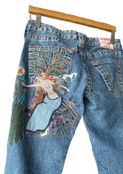 2000s True Religion Lady Godiva Embroidered Low-Rise Denim