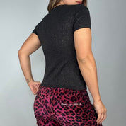 Lace Up Split Hem Baby Tee (M)