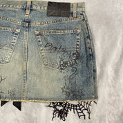 Richmond embellished mini denim skirt (S)