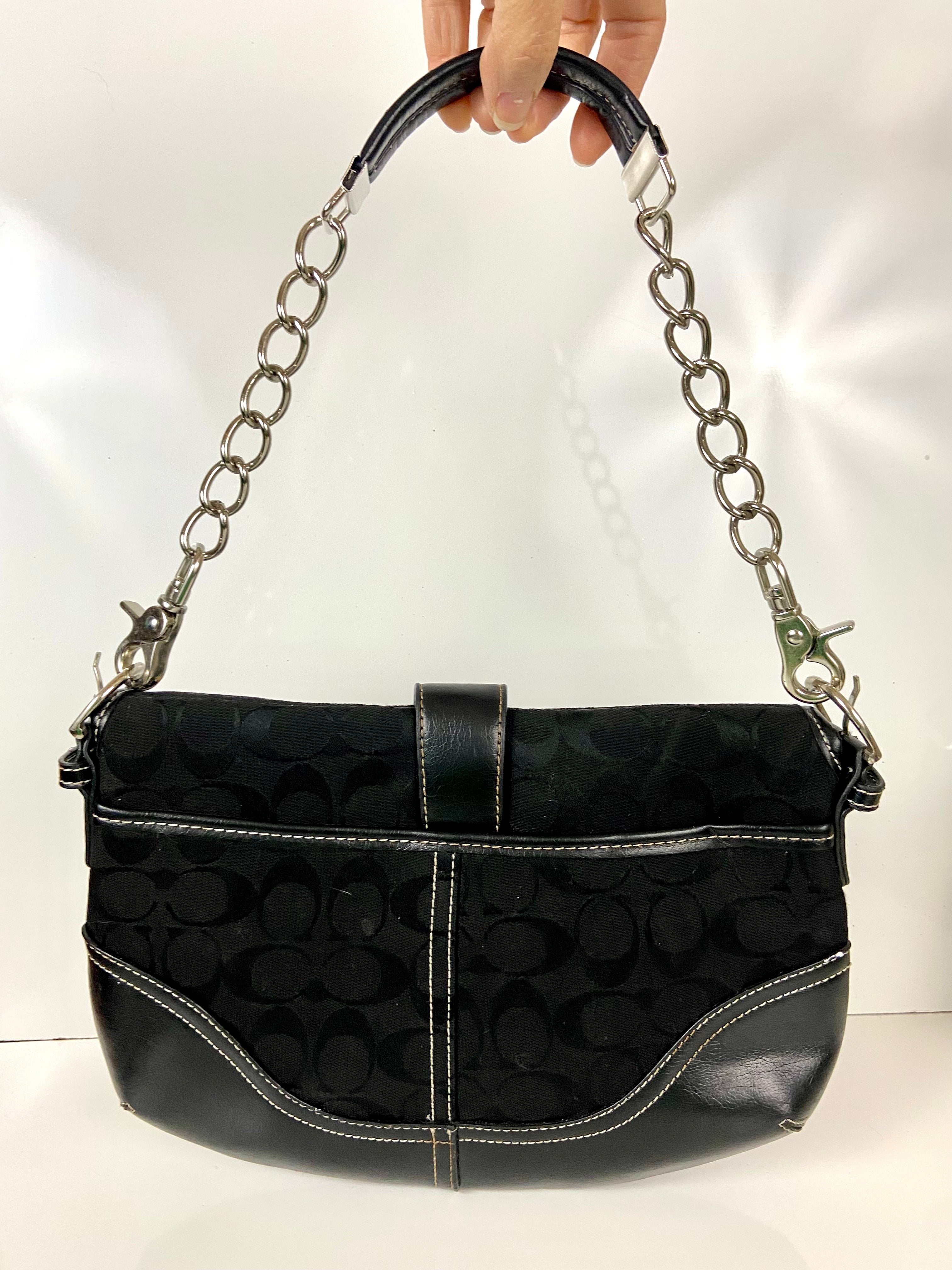 Coach purse with rework metal handles