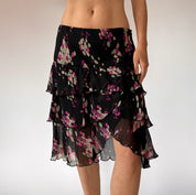 Pure Silk Tiered Skirt (M)