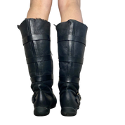 Vintage Leather Strap Buckle Calf Boots (UK 7 EU 40 US 9)