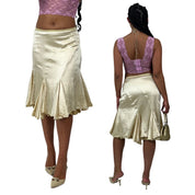 Vintage Golden Silk Midi Skirt (M)