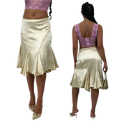 Vintage Golden Silk Midi Skirt (M)