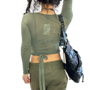 Vintage Green Tie Wrap Mesh Top (S-M)