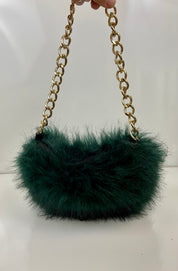 Dark green fuzzy bag