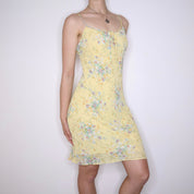 Y2K RALPH LAUREN Yellow Floral Midi Dress (S)