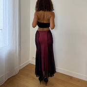 Sonia Fortuna Red Slinky Skirt layered with Black Mesh (XS/S)