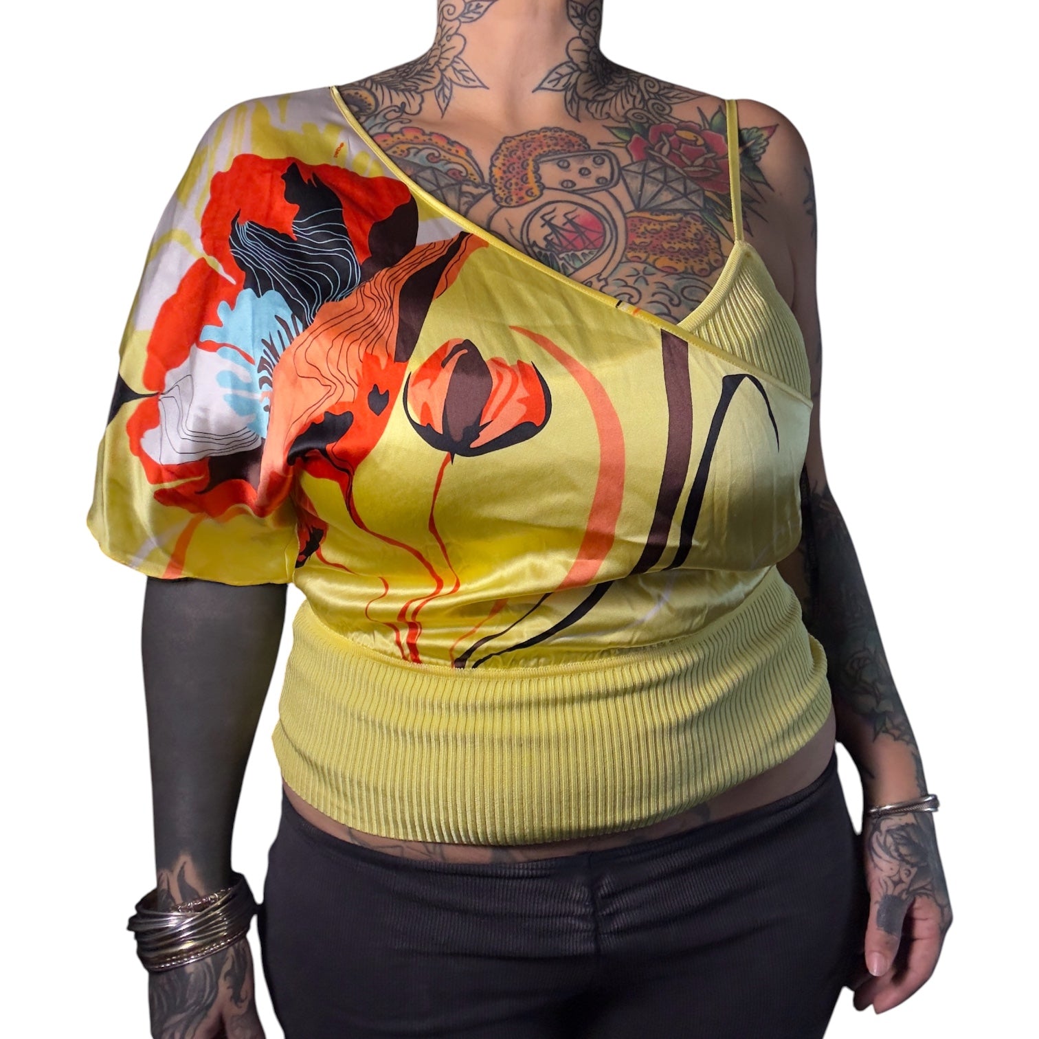 Silk BEBE one shoulder top (M)