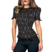 Vintage Intricate Beaded Silk Blouse (M)