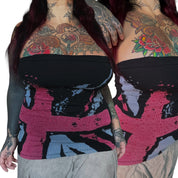 Y2K Union Jack ribbed tube top (S/M)