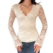 Y2K Cream Lace Longsleeve (XS)