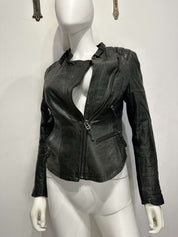 Vintage Zipper Moto Fitted Biker Jacket (XS/S)