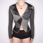 Y2K Italian Gray Wool Patchwork Blazer (S/M)