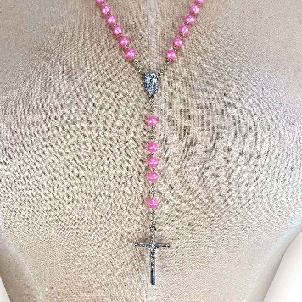 Vintage Pink Pearl Rosary