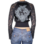 Y2K Black Silk and Lace Sequined Jacket (S)