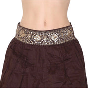 Y2K Brown Beaded Boho Midi Skirt (XS/S)