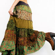 Tiered Silk Floral Maxi Skirt (S/M)