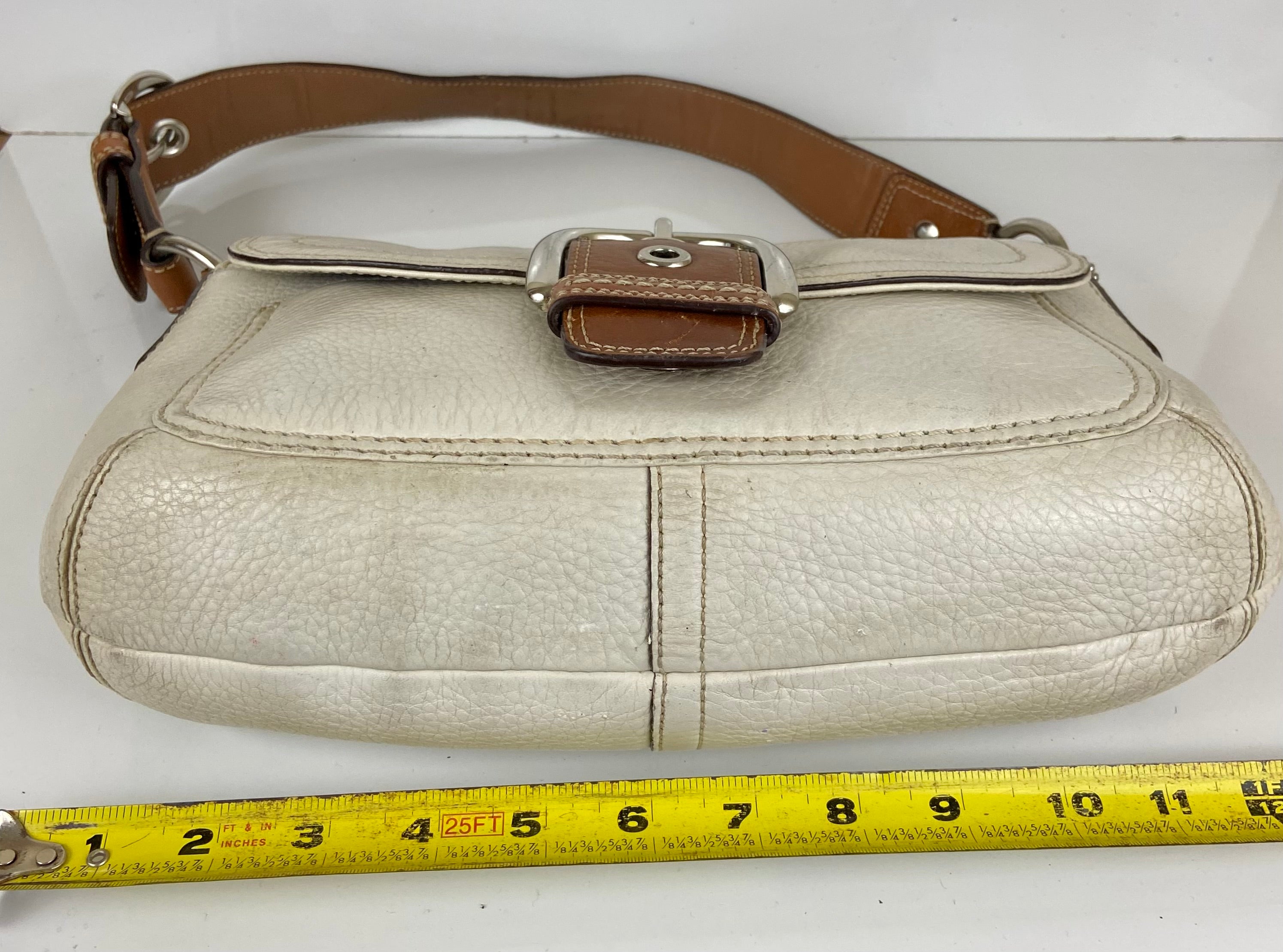 Coach Hampton Soho Satchel Purse Ivory Saddle Leather F10192