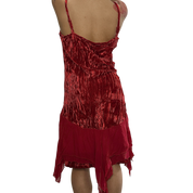 Vintage Italian Asymmetrical Sheer Ruffle Midi Dress (S/M)