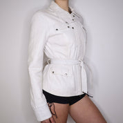 Y2K Italian White Leather Jacket (M)