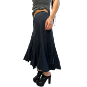 Vintage French Kookai Milkmaid Black Maxi Skirt (UK 12 M)