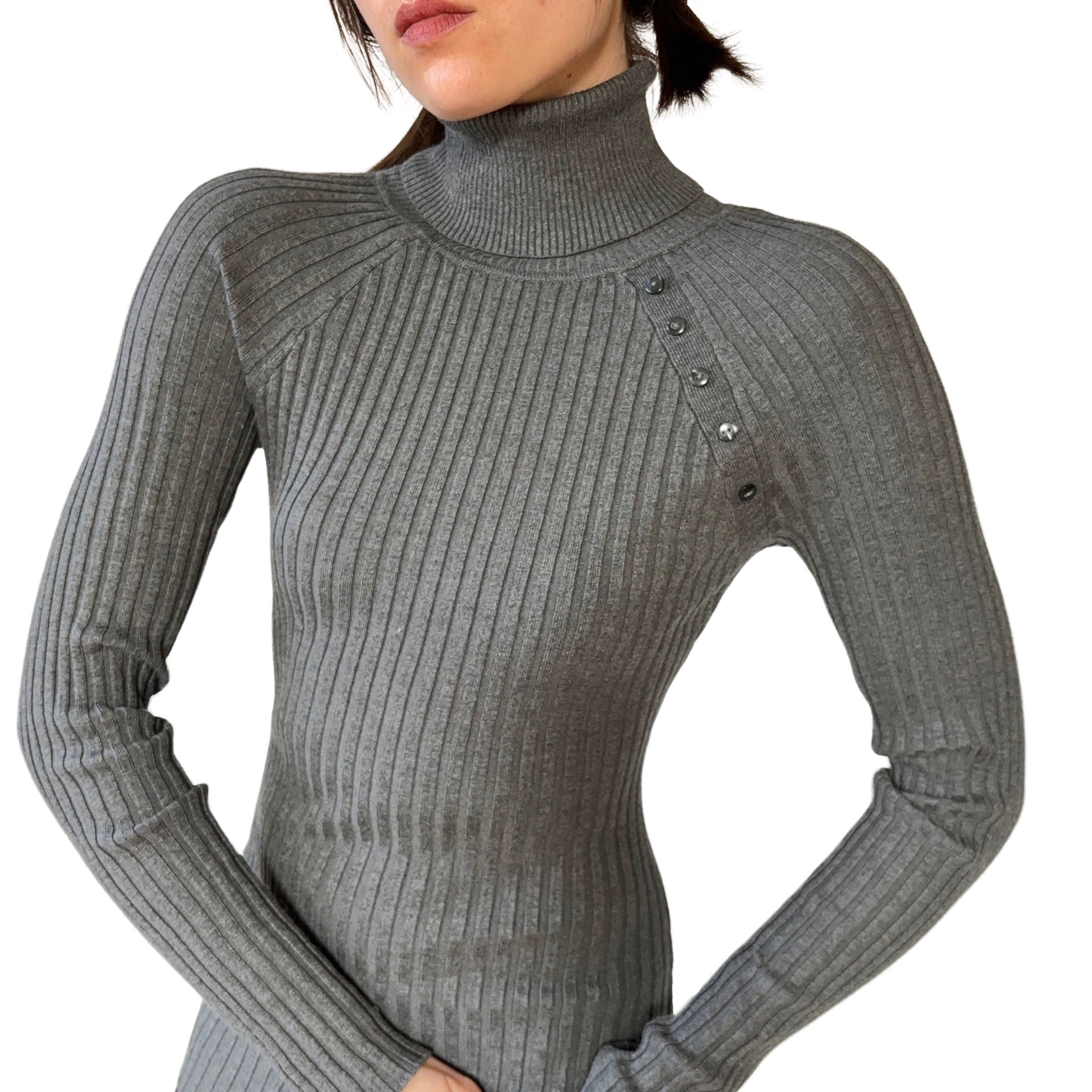 2000s Charcoal Ribbed Turtleneck (S)